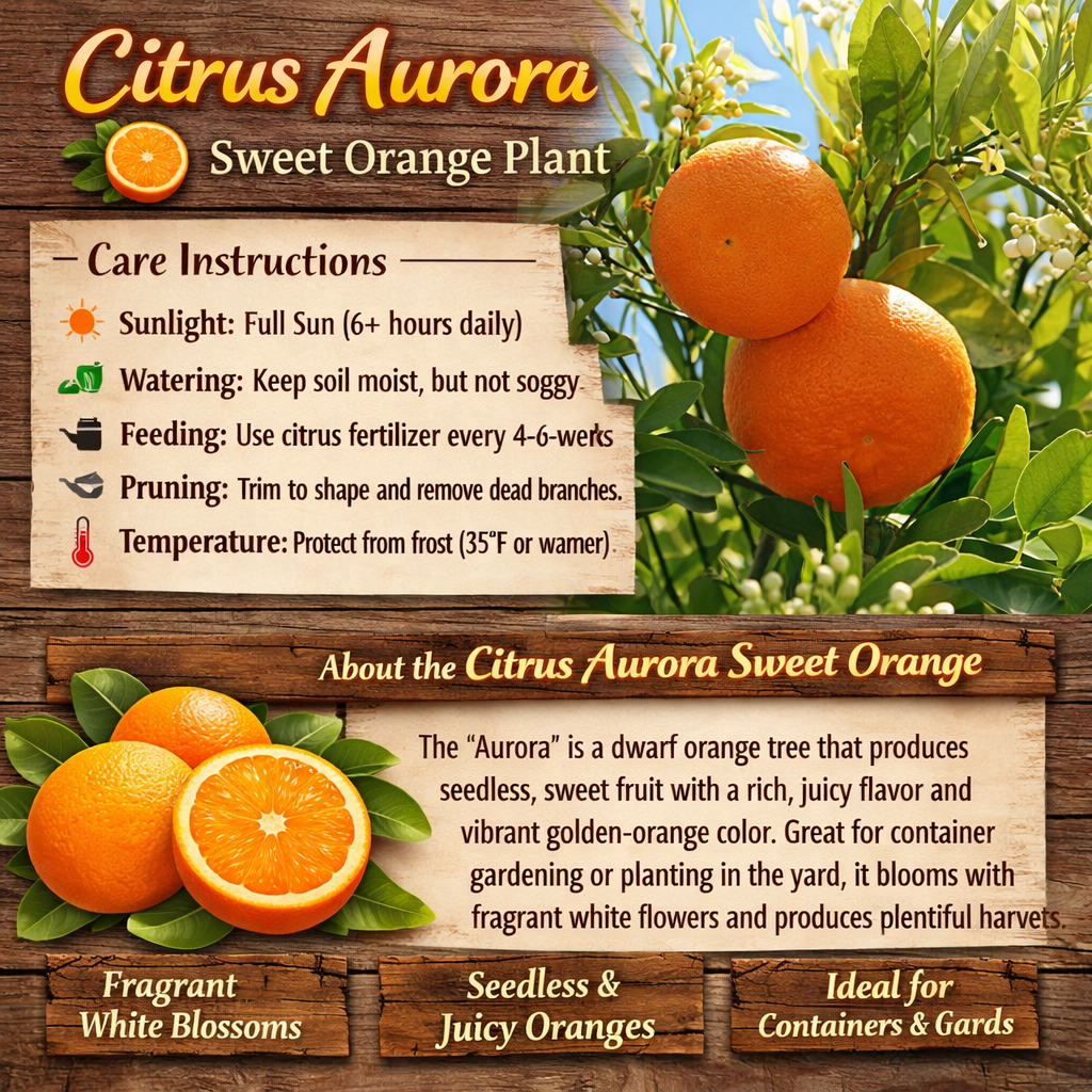 Citrus Aurora Sweet Orange Grafted Healthy Fruit Plant
