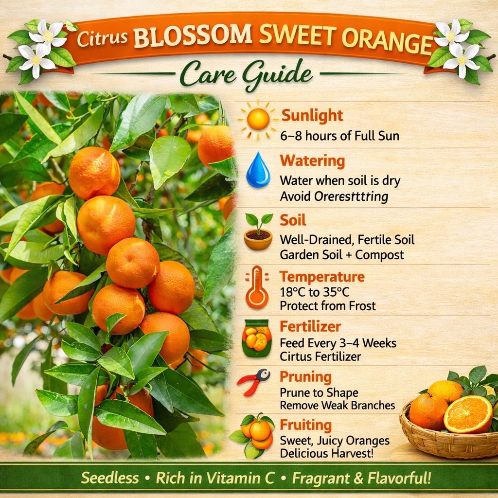 Citrus Blossom Sweet Orange Grafted Healthy Fruit Plant