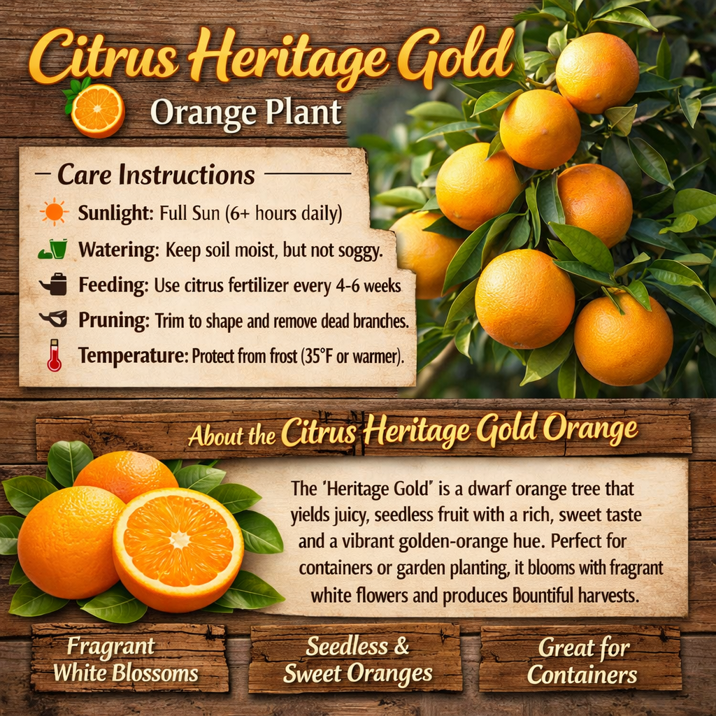Citrus Heritage Gold Orange Grafted Healthy Fruit Plant