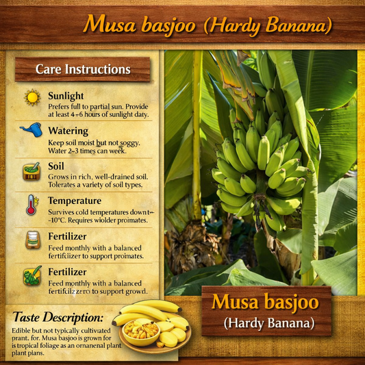 Musa basjoo (Hardy Banana) Healthy Sweet Tissue Cultured Fruit Plant