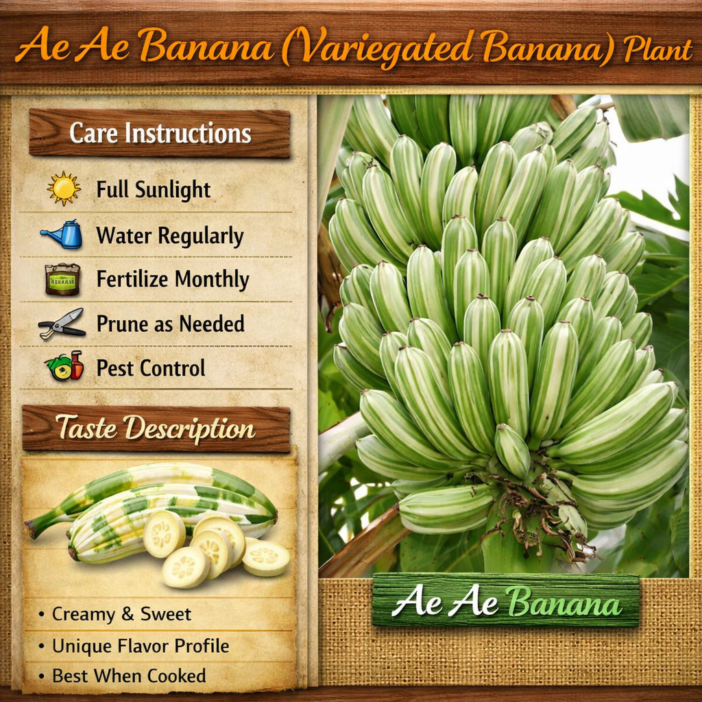 Ae Ae Banana (Variegated Banana) Healthy Sweet Tissue Cultured Fruit Plant
