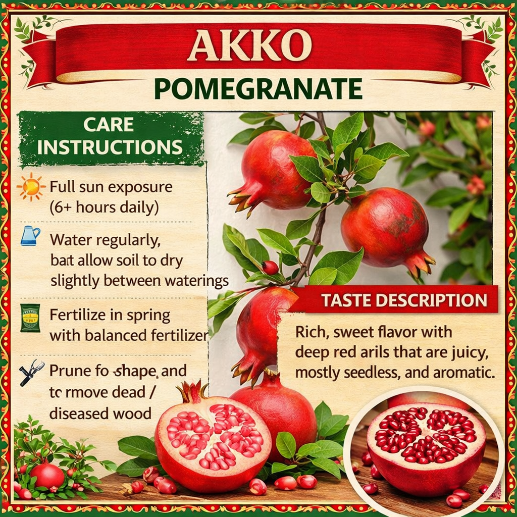 Akko Pomegranate Grafted Fruit Plant – High Yielding Sweet Juicy Anar Tree Variety