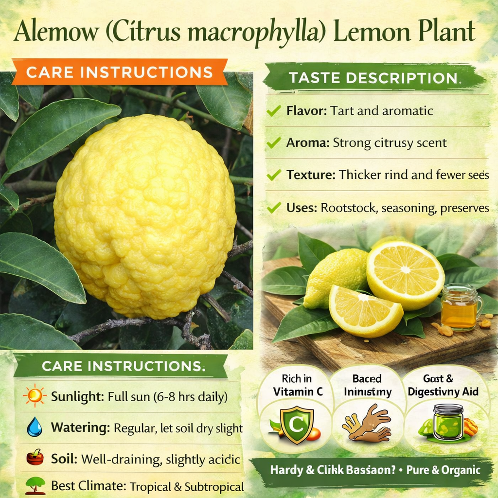 Alemow (Citrus macrophylla) Plant Live Nimbu Tree Kagzi Lemon Citrus Limon Fruit Plant