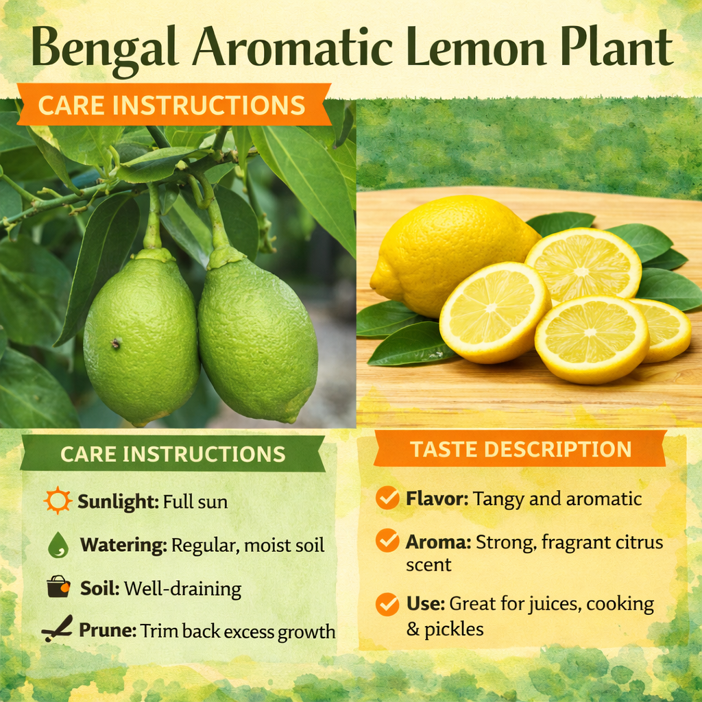 Bengal Aromatic Lemon Plant Live Nimbu Tree Kagzi Lemon Citrus Limon Fruit Plant