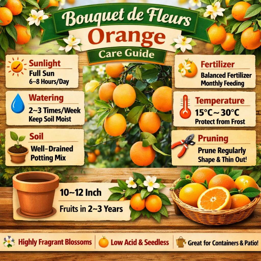 Bouquet de Fleurs Orange Grafted Healthy Fruit Plant