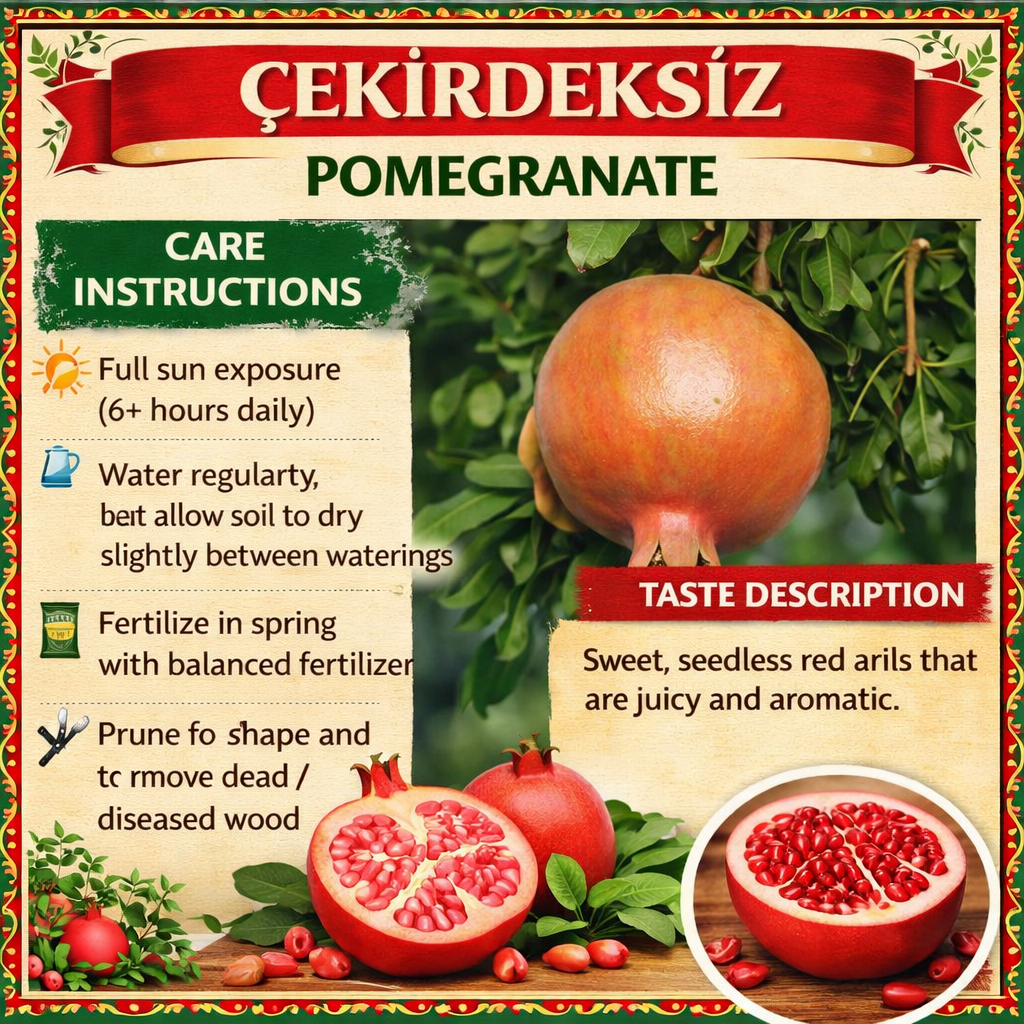 Cekirdeksiz Pomegranate Grafted Fruit Plant – High Yielding Sweet Juicy Anar Tree Variety