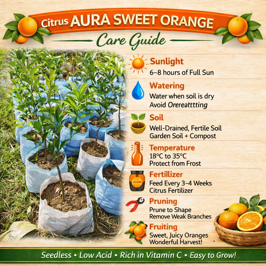 Citrus Aura Sweet Orange Grafted Healthy Fruit Plant