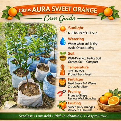 Citrus Aura Sweet Orange Grafted Healthy Fruit Plant