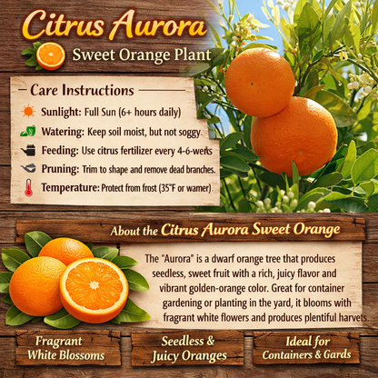 Citrus Aurora Sweet Orange Grafted Healthy Fruit Plant