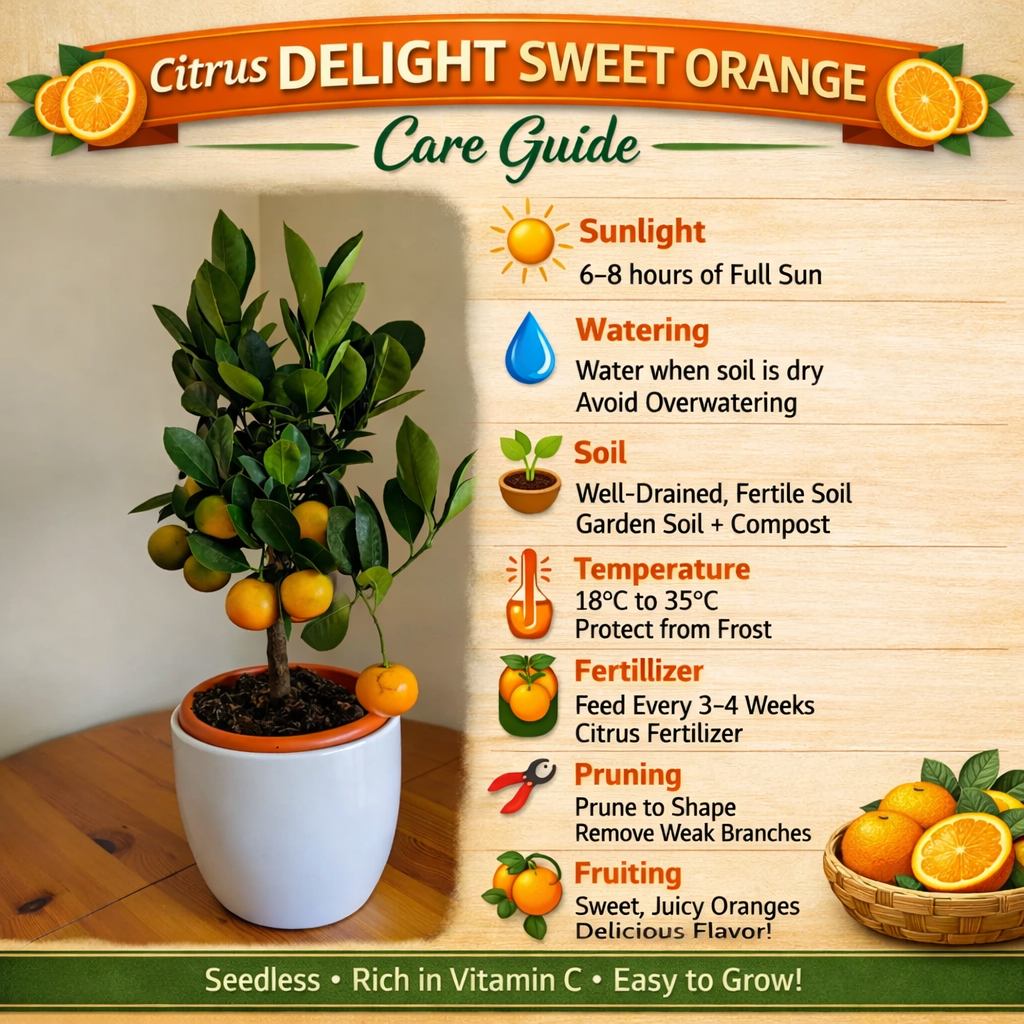 Citrus Delight Sweet Orange Grafted Healthy Fruit Plant