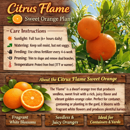 Citrus Flame Sweet Orange Grafted Healthy Fruit Plant