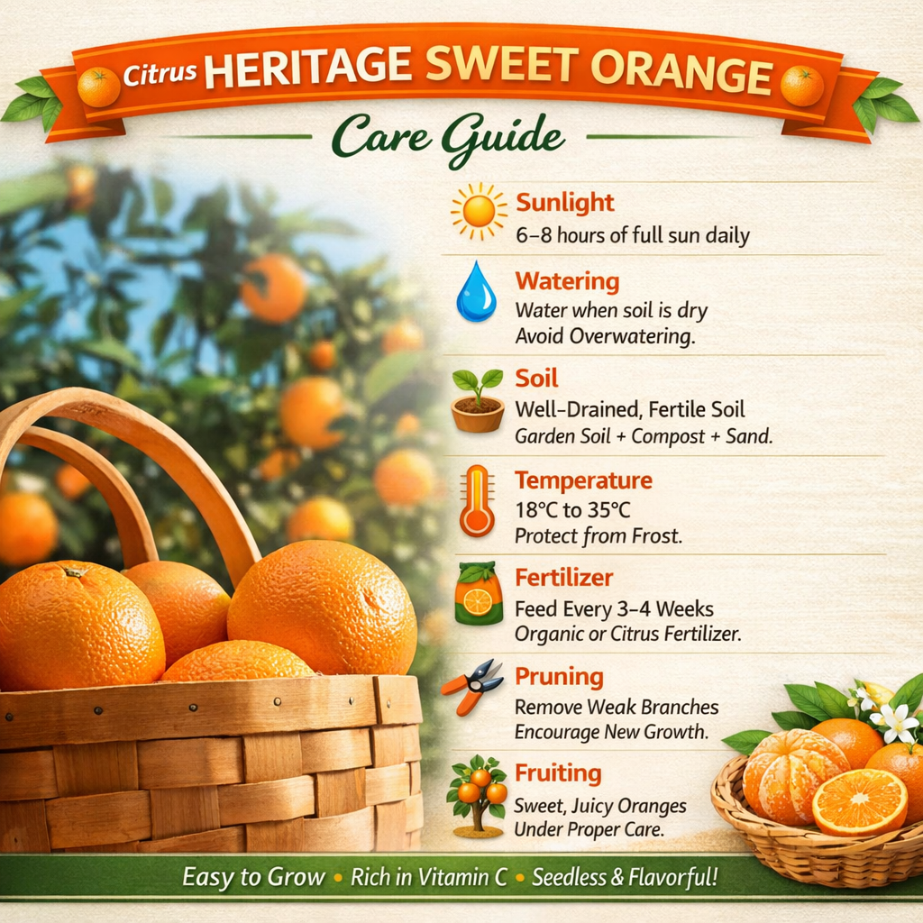 Citrus Heritage Sweet Orange Grafted Healthy Fruit Plant