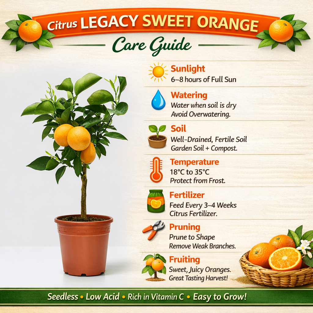 Citrus Legacy Sweet Orange Grafted Healthy Fruit Plant