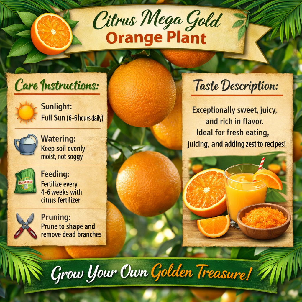 Citrus Mega Gold Orange Grafted Healthy Fruit Plant