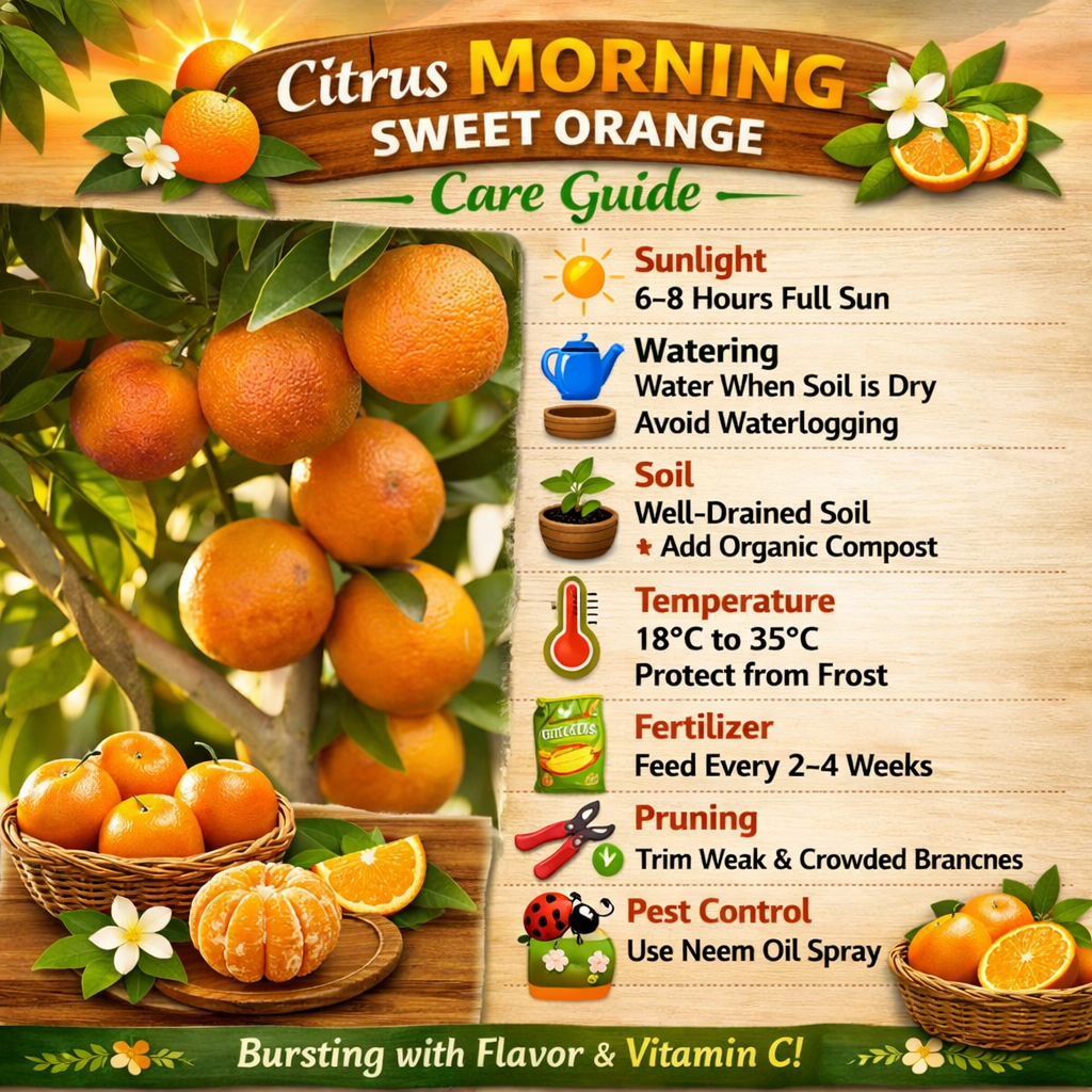 Citrus Morning Sweet Orange Grafted Healthy Fruit Plant