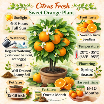 Citrus Fresh Sweet Orange Grafted Healthy Fruit Plant