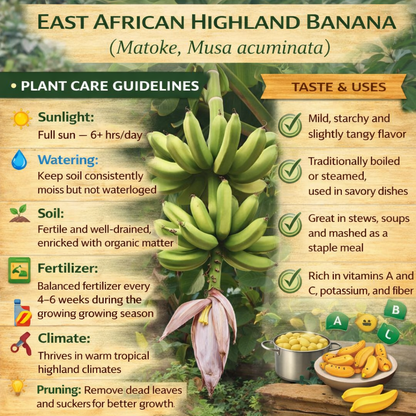 East African Highland Banana (Matoke) Healthy Sweet Tissue Cultured Fruit Plant