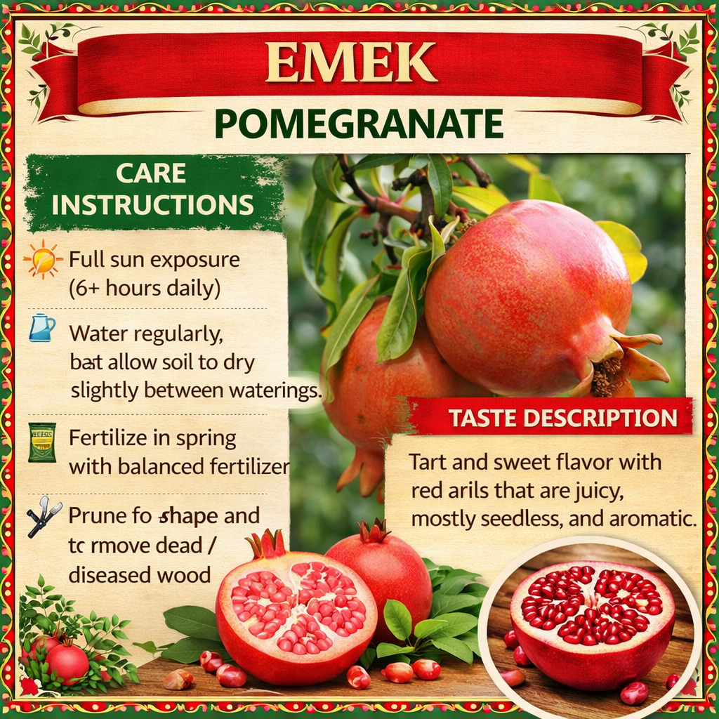 Emek Pomegranate Grafted Fruit Plant – High Yielding Sweet Juicy Anar Tree Variety