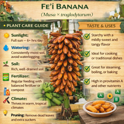 Fe’i Banana Healthy Sweet Tissue Cultured Fruit Plant