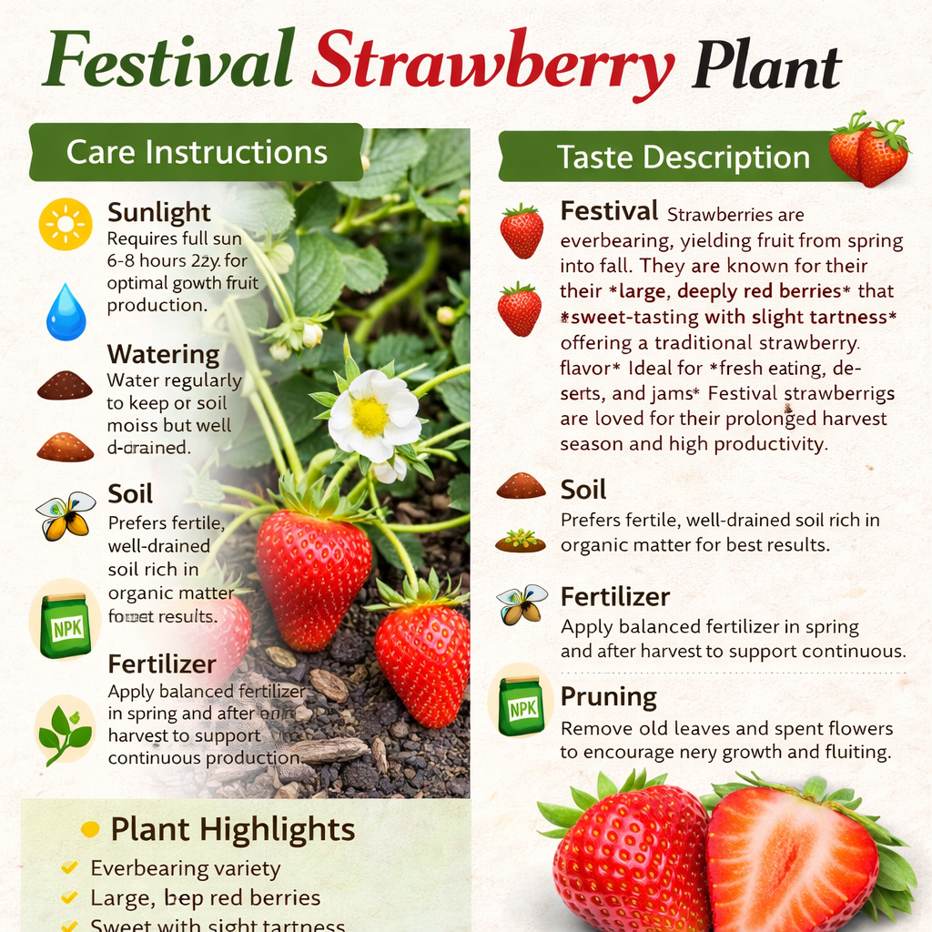 Festival Strawberry Healthy Sweet Home Garden Kitchen Garden Terrace Balcony Fruit Plant
