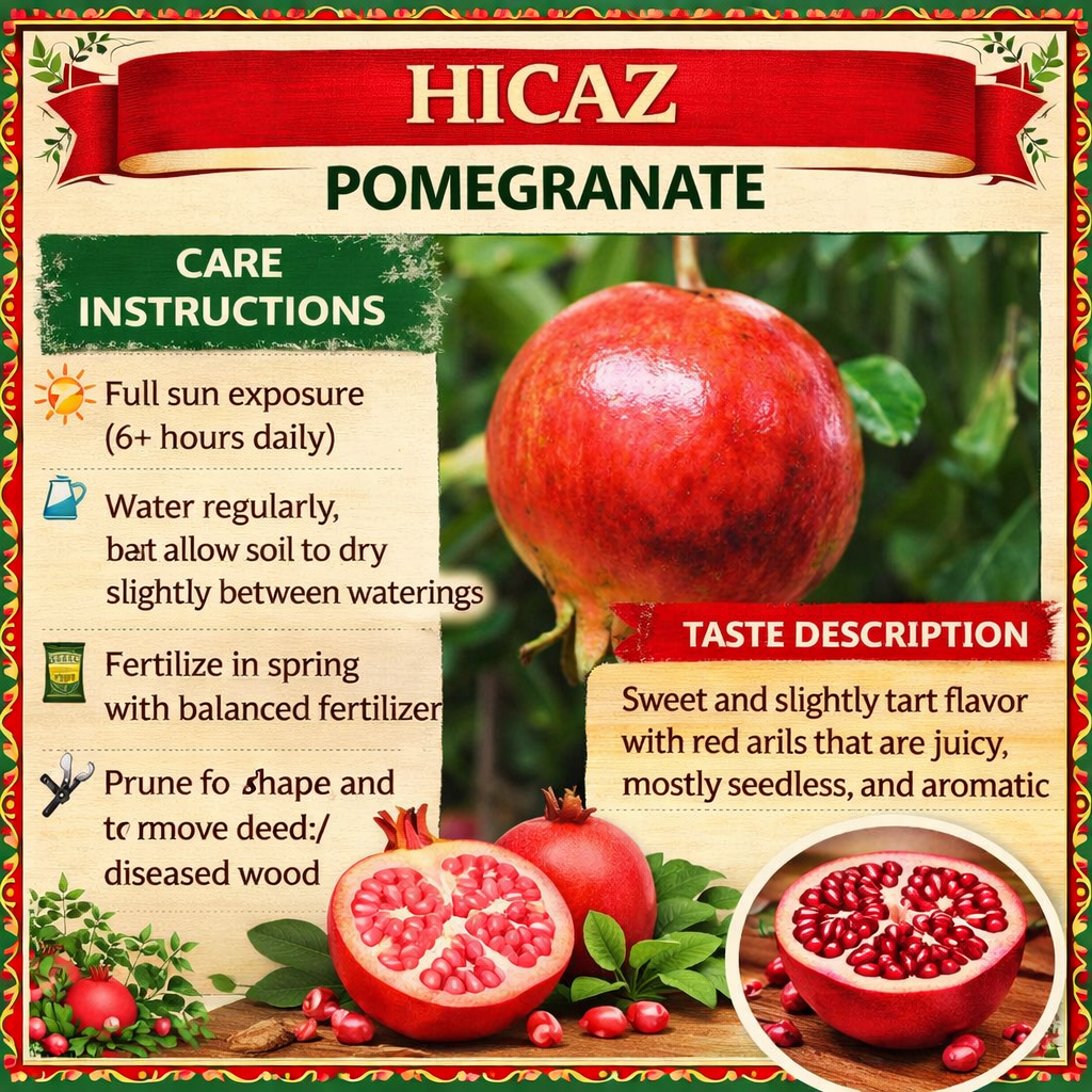 Hicaz Pomegranate Grafted Fruit Plant – High Yielding Sweet Juicy Anar Tree Variety