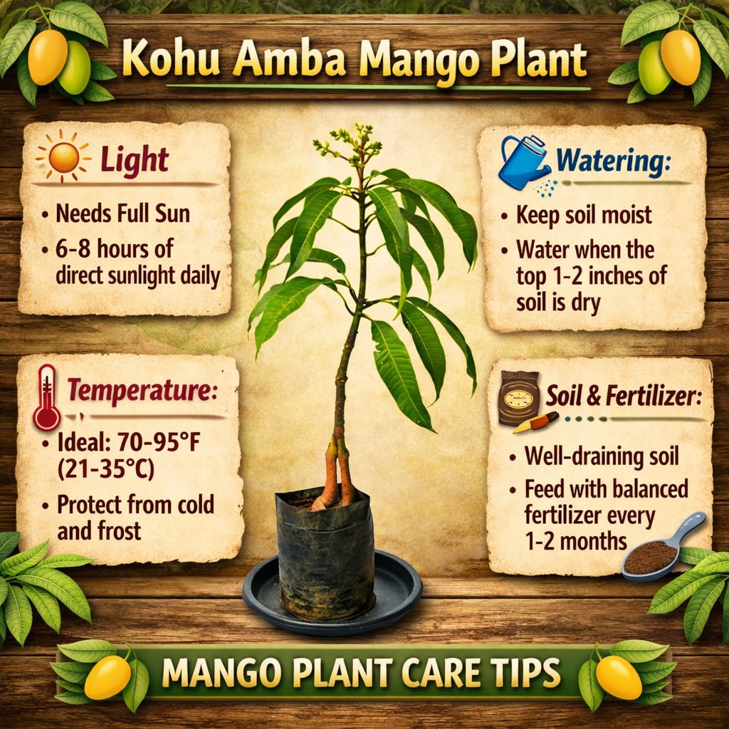 Kohu Amba Mango Aam Grafted Healthy Fruit Plant