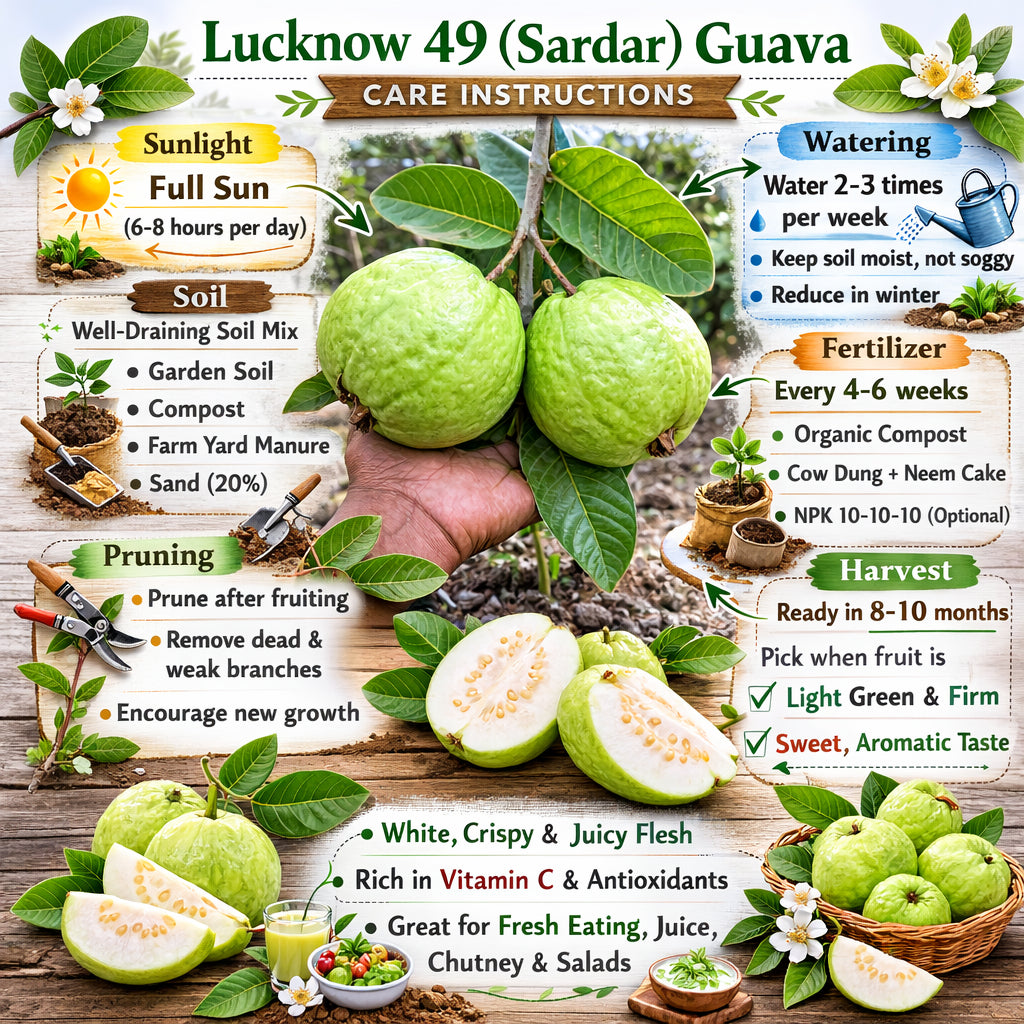 Lucknow 49 (Sardar) Guava Air Layered Healthy Fruit Plant