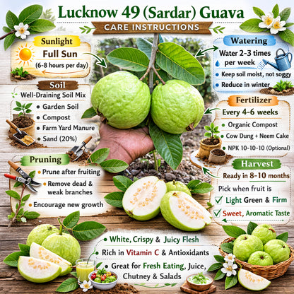 Lucknow 49 (Sardar) Guava Air Layered Healthy Fruit Plant
