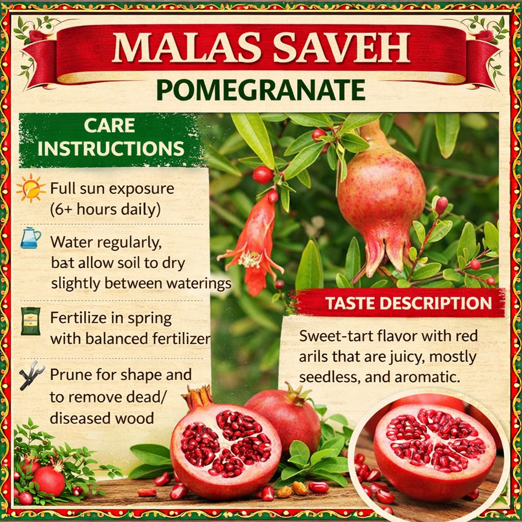 Malas Saveh Pomegranate Grafted Fruit Plant – High Yielding Sweet Juicy Anar Tree Variety
