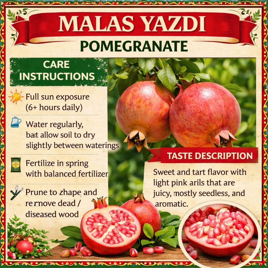 Malas Yazdi Pomegranate Grafted Fruit Plant – High Yielding Sweet Juicy Anar Tree Variety