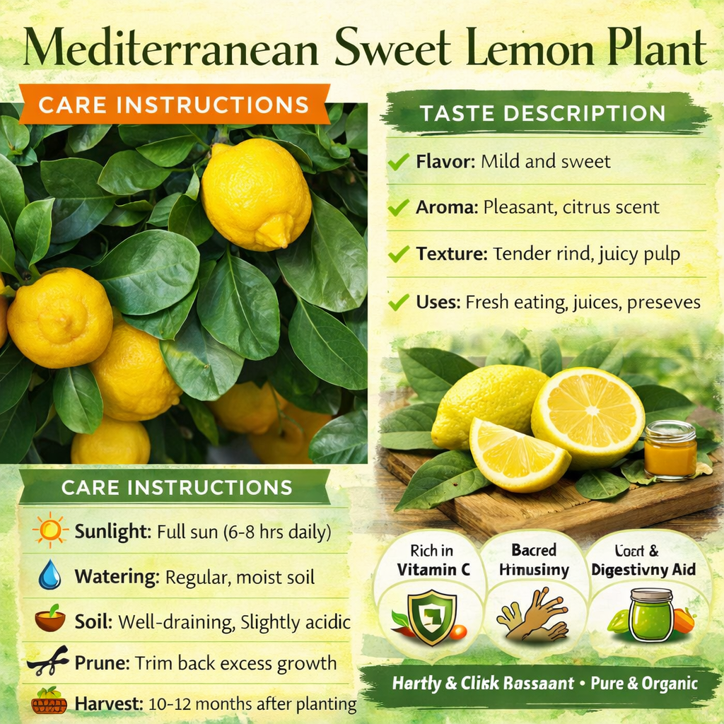 Mediterranean Sweet Lemon Plant Live Nimbu Tree Kagzi Lemon Citrus Limon Fruit Plant