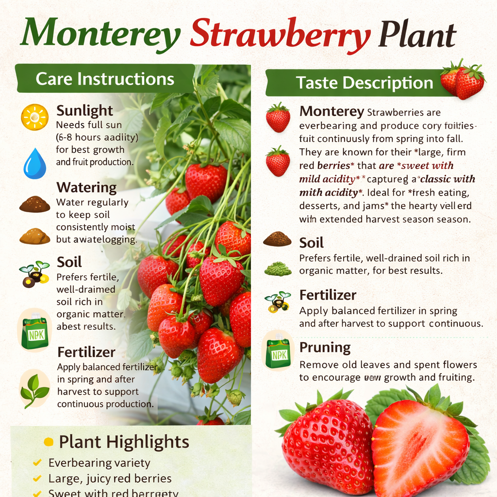 Monterey Strawberry Healthy Sweet Home Garden Kitchen Garden Terrace Balcony Fruit Plant