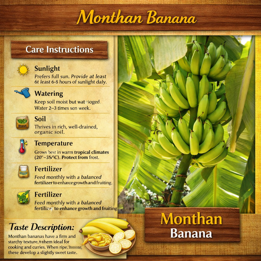 Monthan Banana Healthy Sweet Tissue Cultured Fruit Plant