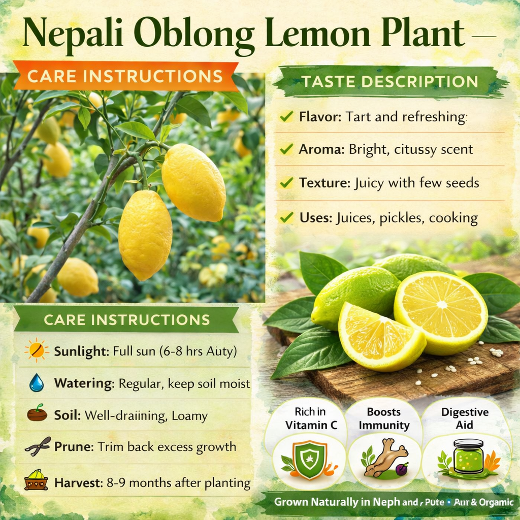 Nepali Oblong Lemon Plant Live Nimbu Tree Kagzi Lemon Citrus Limon Fruit Plant