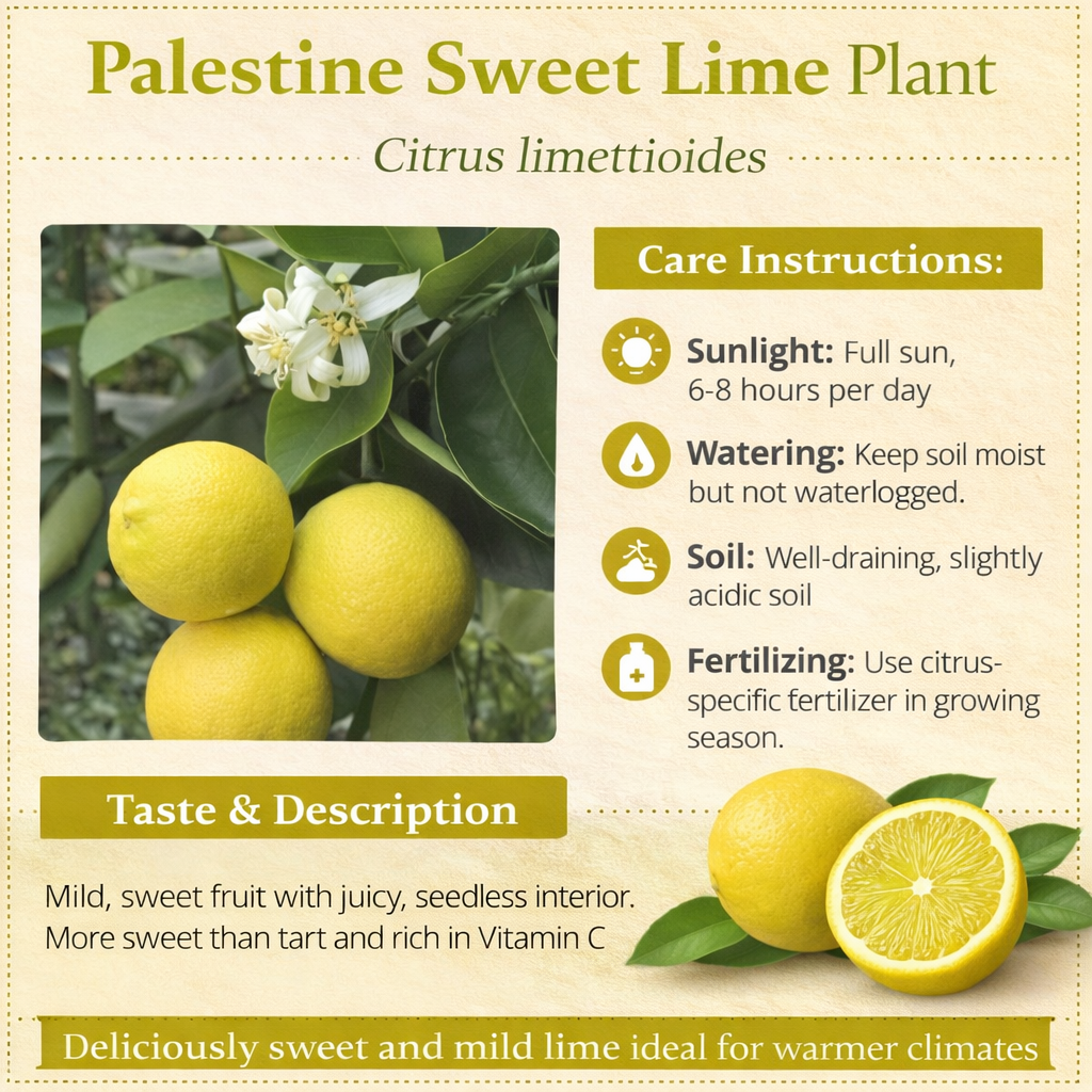 Palestine Sweet Lime Plant Live Nimbu Tree Kagzi Lemon Citrus Limon Fruit Plant