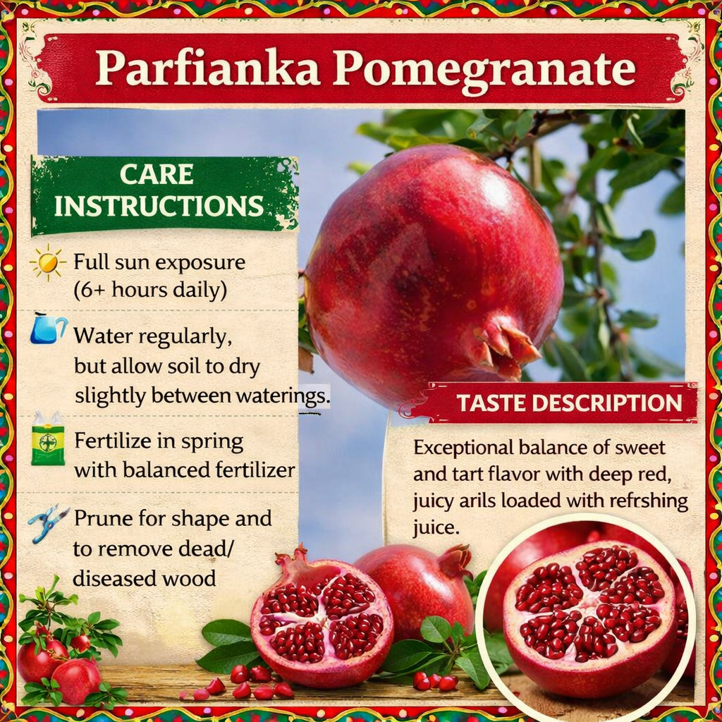 Parfianka Pomegranate Grafted Fruit Plant – High Yielding Sweet Juicy Anar Tree Variety