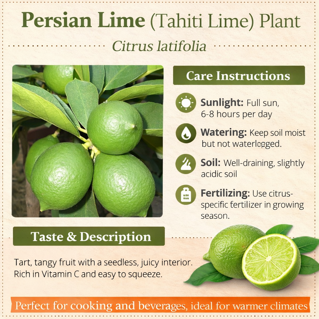 Persian Lime (Tahiti Lime) Plant Live Nimbu Tree Kagzi Lemon Citrus Limon Fruit Plant