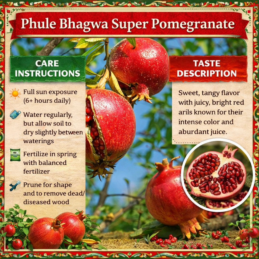 Phule Bhagwa Super Pomegranate Grafted Fruit Plant – High Yielding Sweet Juicy Anar Tree Variety
