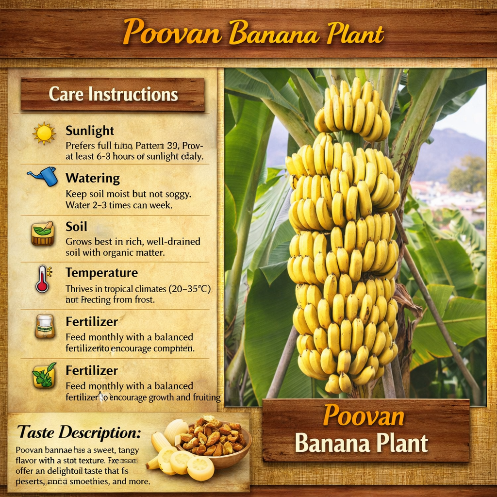 Poovan Banana Healthy Sweet Tissue Cultured Fruit Plant