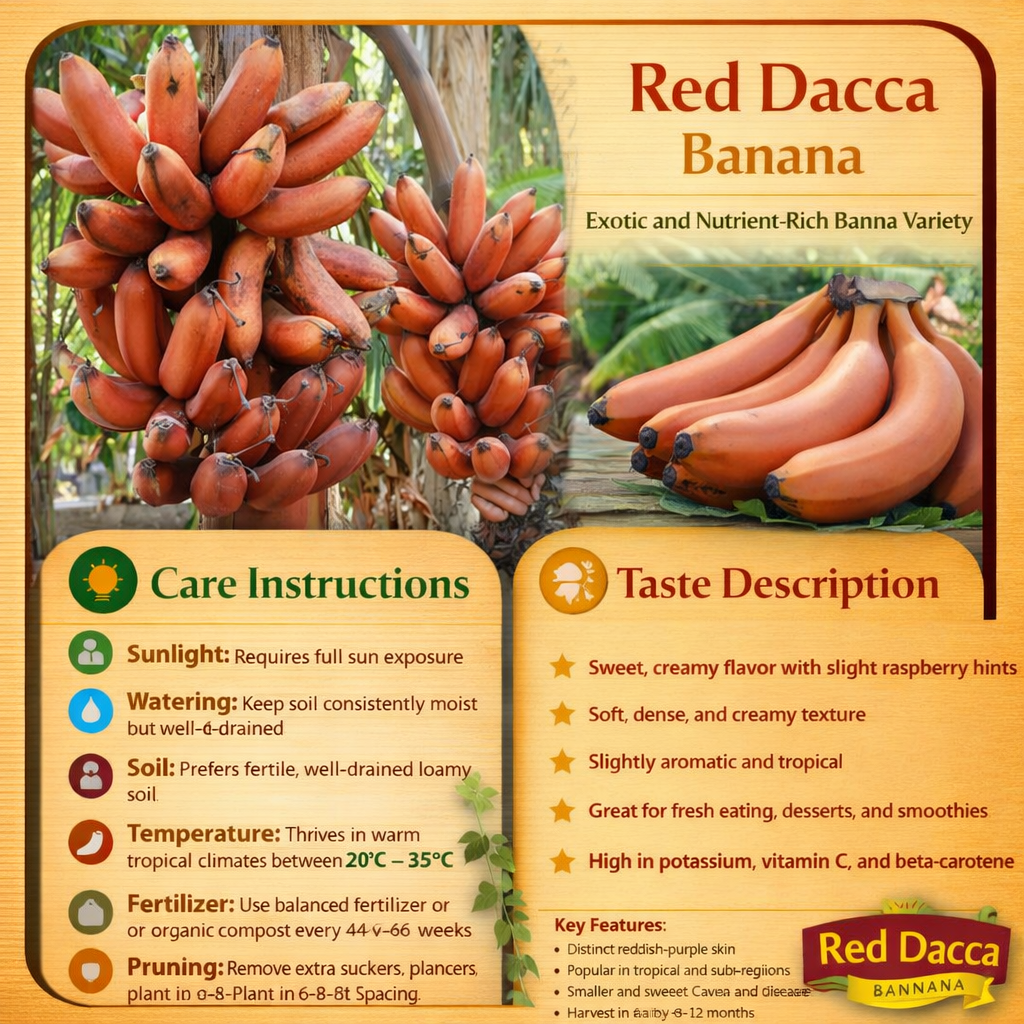 Red Dacca Banana Healthy Sweet Tissue Cultured Fruit Plant