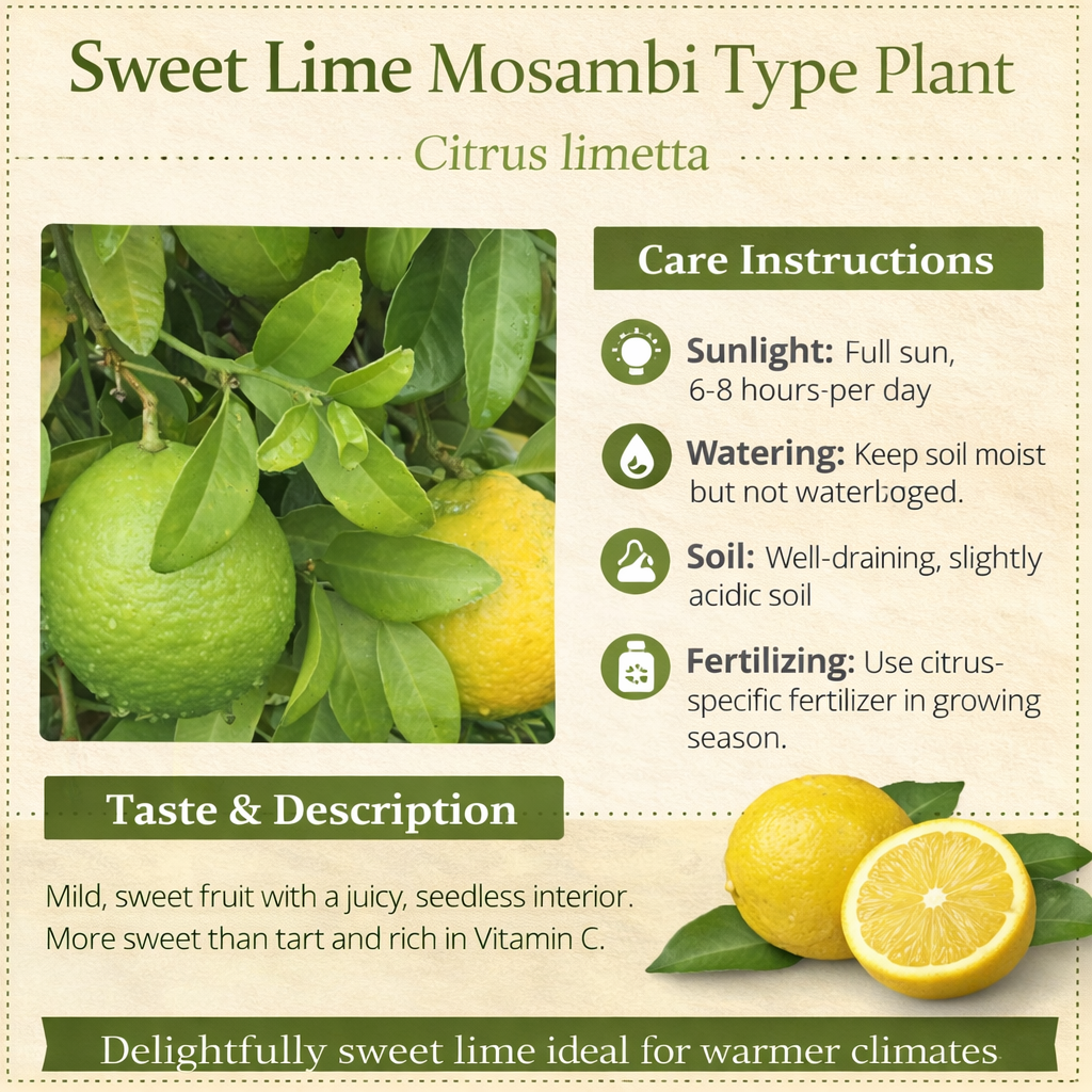 Sweet Lime Mosambi Type Plant Live Nimbu Tree Kagzi Lemon Citrus Limon Fruit Plant