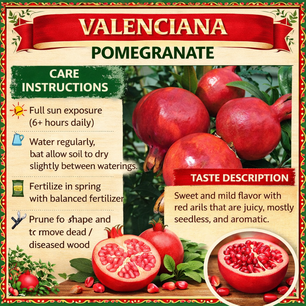 Valenciana Pomegranate Grafted Fruit Plant – High Yielding Sweet Juicy Anar Tree Variety