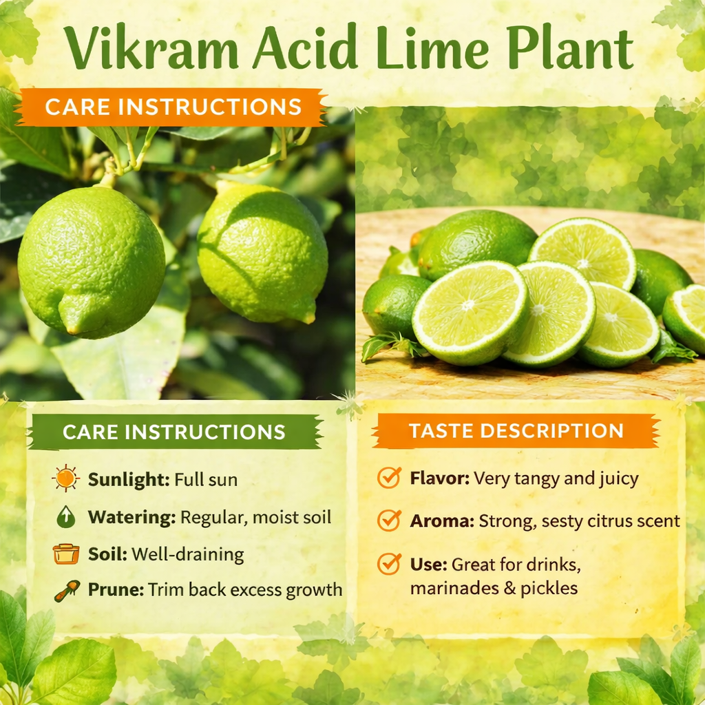 Vikram Acid Lime Plant Live Nimbu Tree Kagzi Lemon Citrus Limon Fruit Plant
